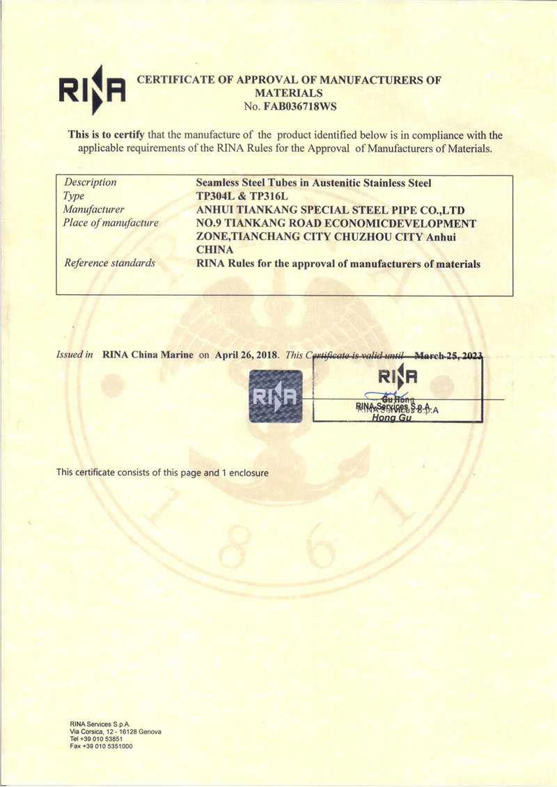 Certificación de la sociedad de clasificación italiana